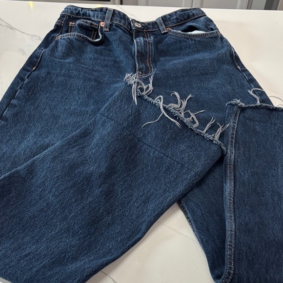 Zara Dark Blue Wide-Leg Pants - Picture 2 of 13